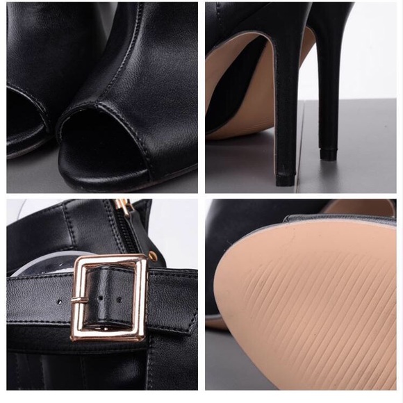 Buckle Strap Peep Toe Booties - Picture 2 of 8